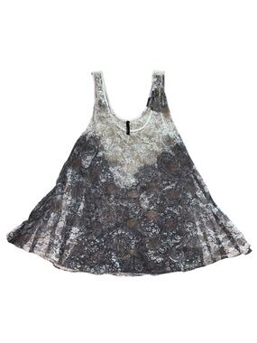 Y2K Miss Match * Lace Overlay Grey Scoop Neck Tank Women’s Size Large